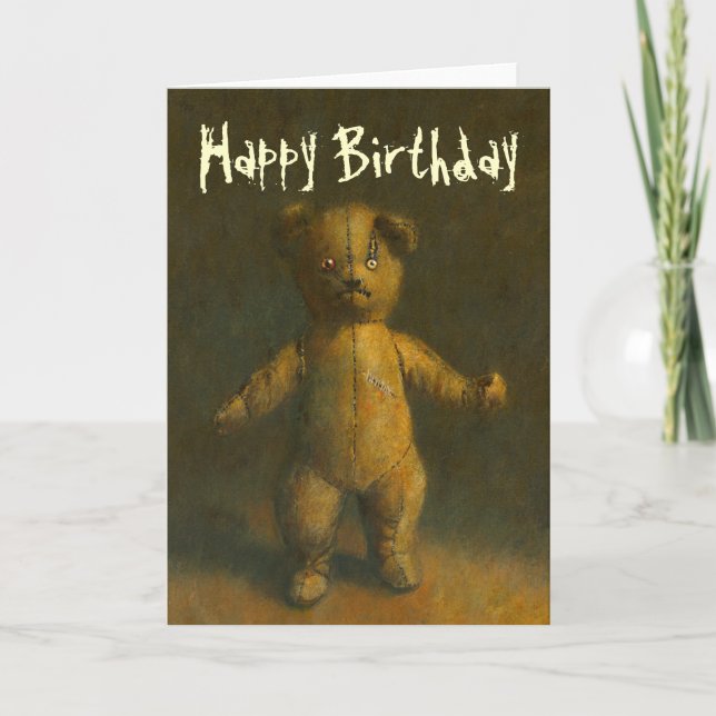 Zombie Teddy Bear Birthday Card (Front)