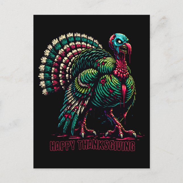 Zombie Thanksgiving Turkey Postcard (Front)