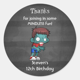 Zombie Theme Birthday Thank You Classic Round Sticker