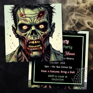 Zombie Themed Halloween Party Invitation