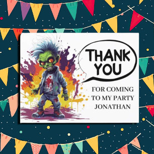 zombie-themed kids party THANK YOU Postcard
