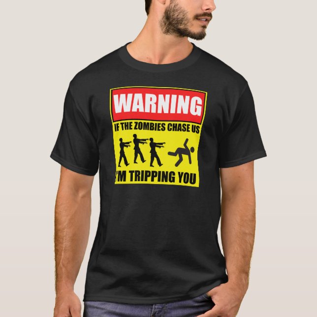 Zombie Trip Warning Sign T-Shirt (Front)