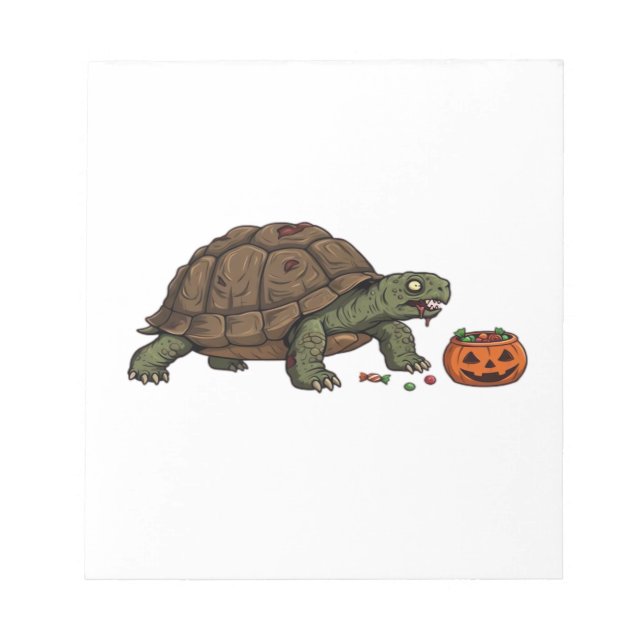 Zombie Turtle Candy Crawl - Spooky Slow Halloween  Notepad (Front)