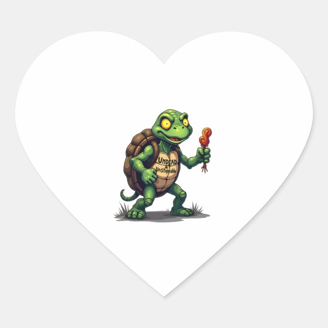 Zombie Turtle Heart Sticker (Front)
