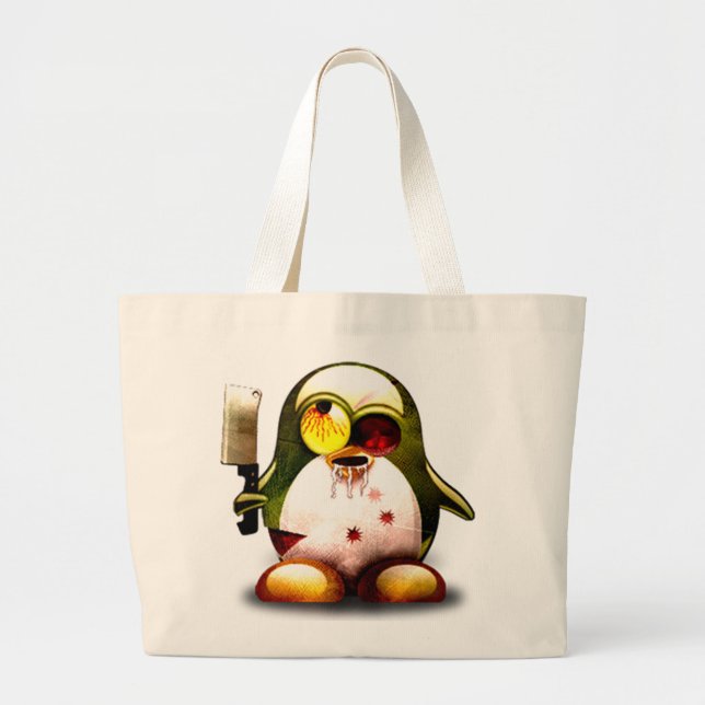 Zombie Tux (Linux Tux) Large Tote Bag (Front)