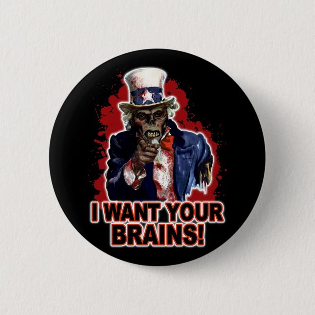 Zombie Uncle Sam 6 Cm Round Badge (Front)