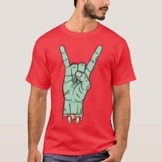 Zombie Undead Metal Horn Design T-Shirt