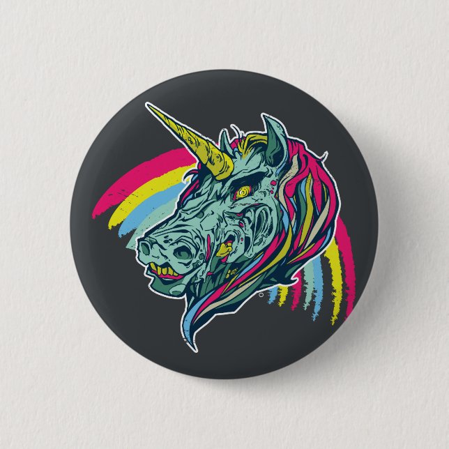 Zombie Unicorn 6 Cm Round Badge (Front)