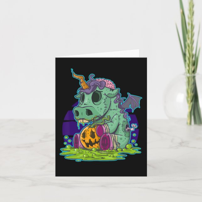 Zombie Unicorn Halloween Costume Ghost-Mummy  Card (Front)