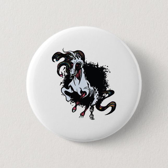 Zombie Unicorn Standing 6 Cm Round Badge (Front)