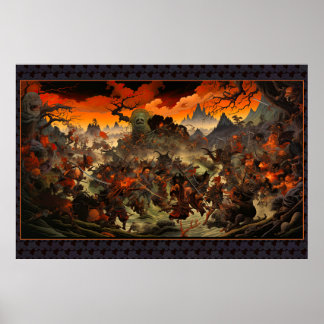 Zombie Uprising Feudal Japan - Wood Block Print