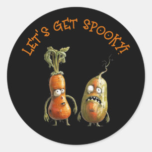 Zombie vegetables black Halloween  Classic Round Sticker