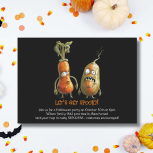 Zombie vegetables Black Halloween  Invitation