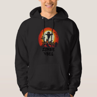 Zombie Vibes Moonlit Graveyard Scary Kids Boys Ad Hoodie