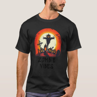 Zombie Vibes Moonlit Graveyard Scary Kids Boys Ad T-Shirt