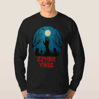 Zombie Vibes Moonlit Graveyard Scary Kids Boys Ad T-Shirt