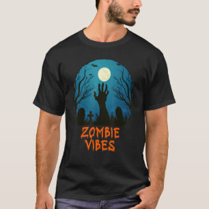 Zombie Vibes Moonlit Graveyard Scary Kids Boys Ad T-Shirt
