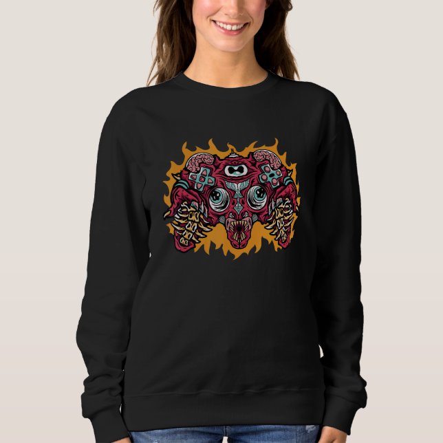 Zombie Video Game Controller Gamer Halloween Costu Sweatshirt (Front)
