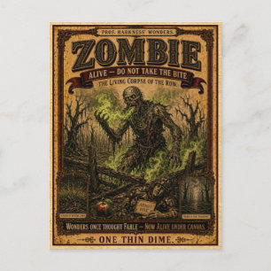 Zombie, Vintage Circus Monster Postcard