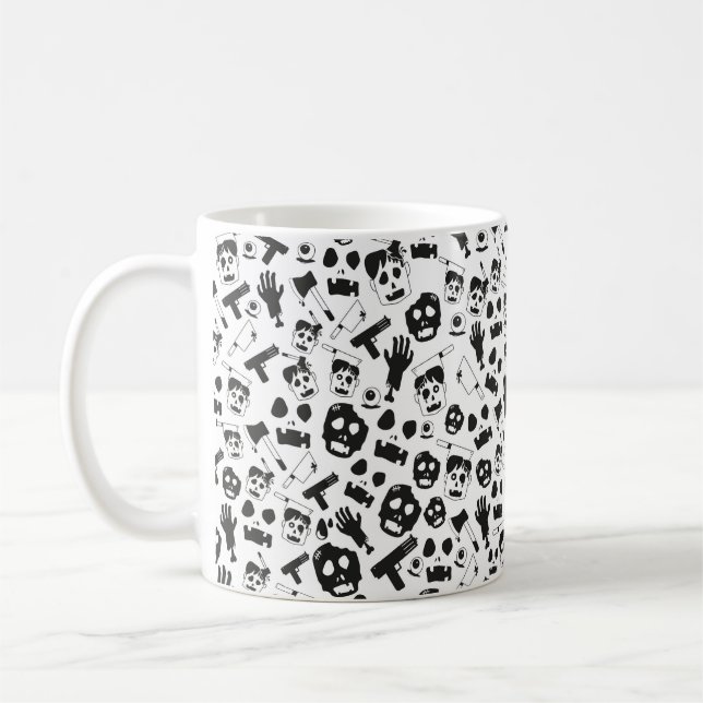 Zombie vintage Seamless Pattern Background theme Coffee Mug (Left)