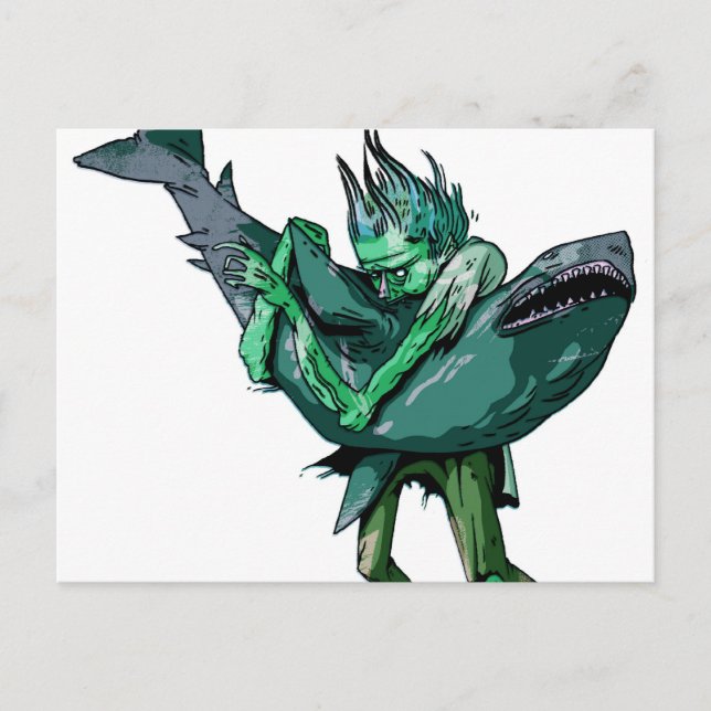 Zombie vs Shark Postcard (Front)