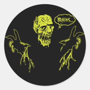 Zombie Wants Brains Classic Round Sticker