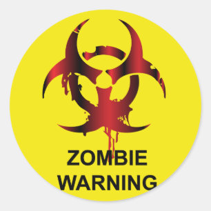 Zombie Warning Classic Round Sticker