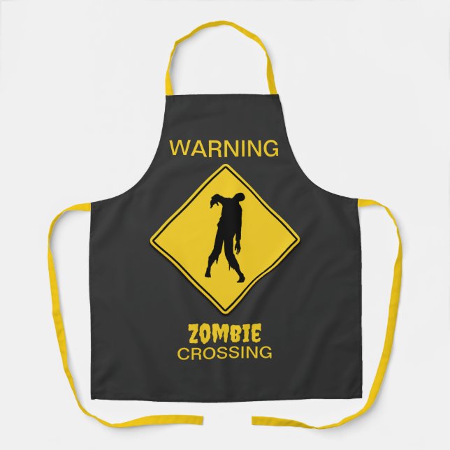 Zombie Warning Halloween Apron (Front)