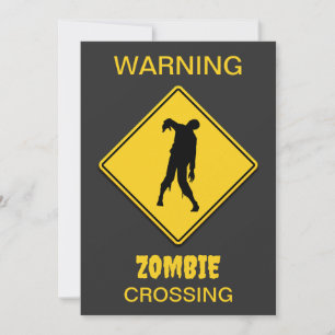 Zombie Warning Halloween Invitation