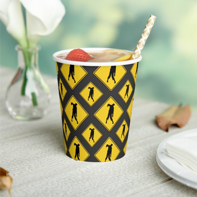 Zombie Warning Halloween Paper Cups (Insitu)