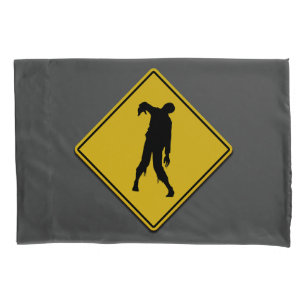 Zombie Warning Halloween Pillowcase