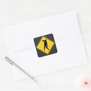 Zombie Warning Halloween Square Sticker