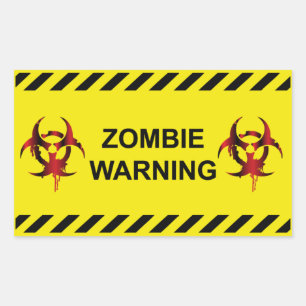 Zombie Warning Rectangular Sticker
