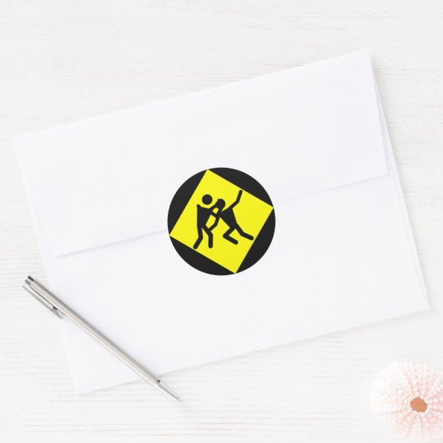 Zombie Warning Road Sign Classic Round Sticker (Envelope)