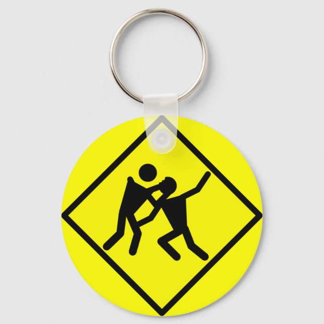 Zombie Warning Road Sign Key Ring (Front)
