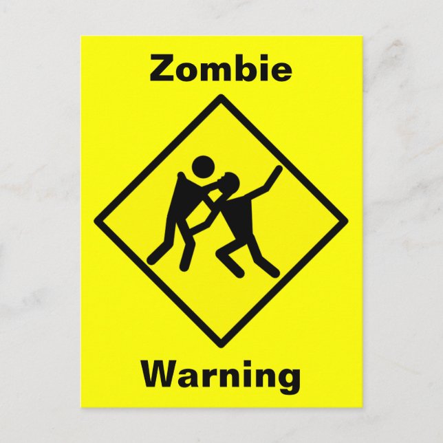 Zombie Warning Road Sign Postcard (Front)