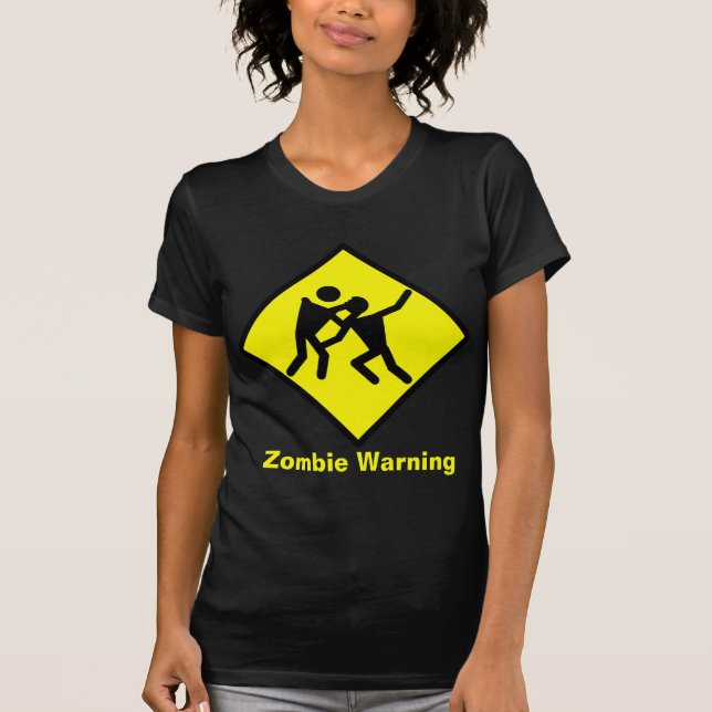 Zombie Warning Road Sign T-Shirt (Front)