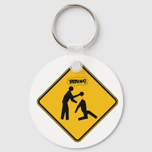 Zombie Warning Sign Key Ring (Front)