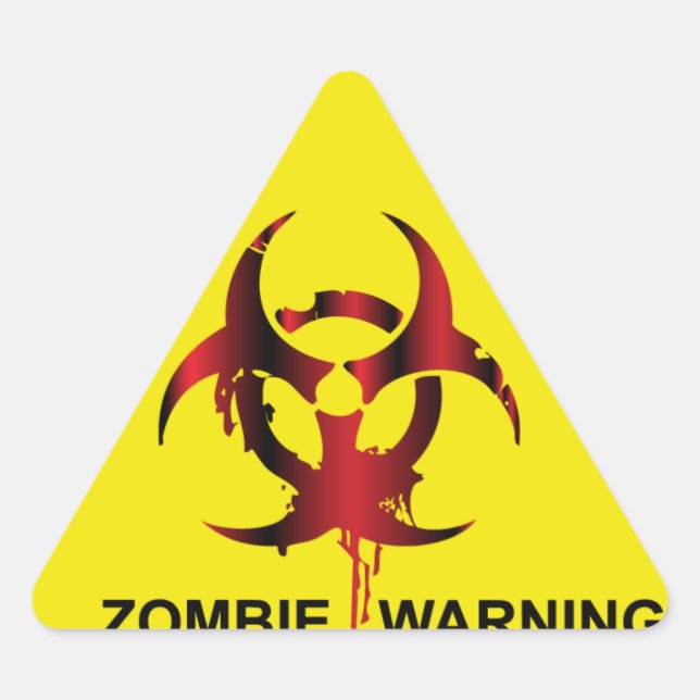 Zombie Warning Triangle Sticker (Front)