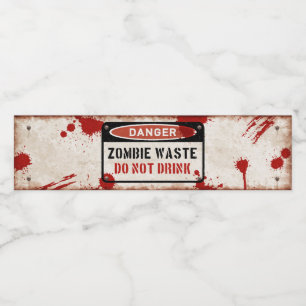Zombie waste bottle label with rusty danger sign