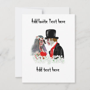 Zombie wedding bride and groom personalized invitation