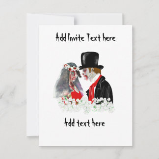 Zombie wedding bride and groom personalized invitation