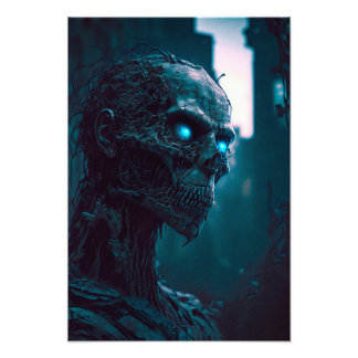Zombie with glowing eyes design photo print