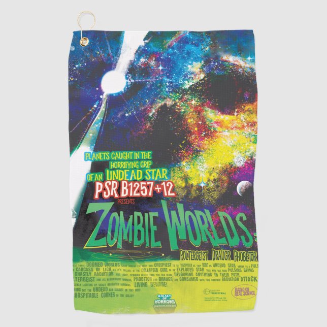 Zombie Worlds Halloween Galaxy of Horrors Golf Towel (Front)
