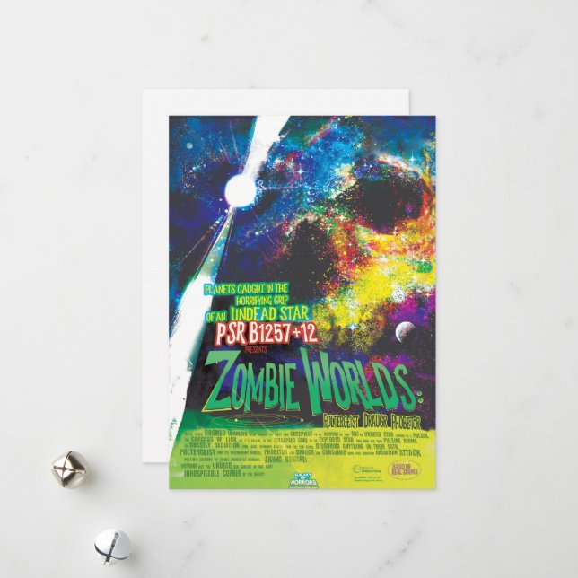 Zombie Worlds Halloween Galaxy of Horrors Holiday Card (Front/Back In Situ)