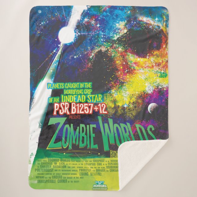 Zombie Worlds Halloween Galaxy of Horrors Sherpa Blanket (Front)