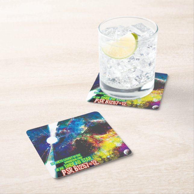 Zombie Worlds Halloween Galaxy of Horrors Square Paper Coaster (Insitu)