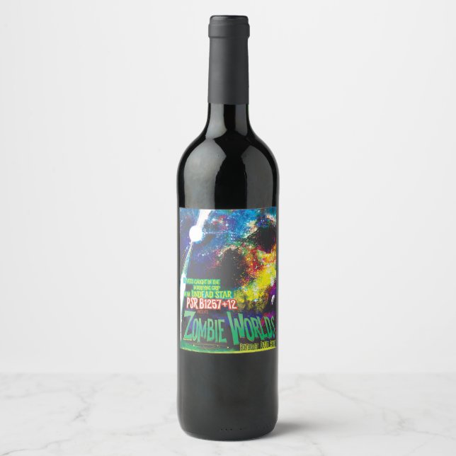 Zombie Worlds Halloween Galaxy of Horrors Wine Label (Front)