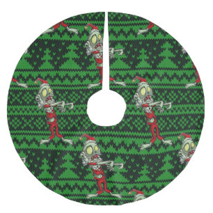 zombie xmas santa brushed polyester tree skirt