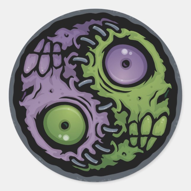 Zombie Yin-Yang Classic Round Sticker (Front)